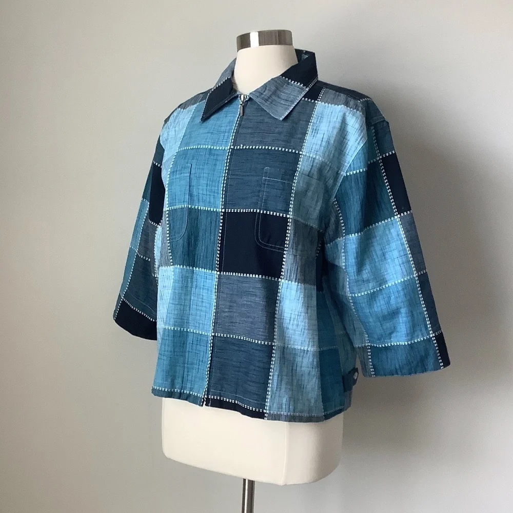 Vintage‎ Patchwork 3/4 Sleeve Blazer Jacket Large